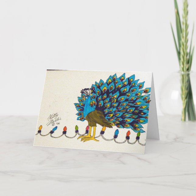 Pfau und Licht Feiertagskarte (Vorderseite)