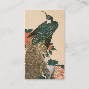 Pfau und Päonien von Hiroshige Hochzeit Begleitkarte