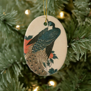 Pfau und Päonien von Hiroshige, Japanische Kunst Keramikornament