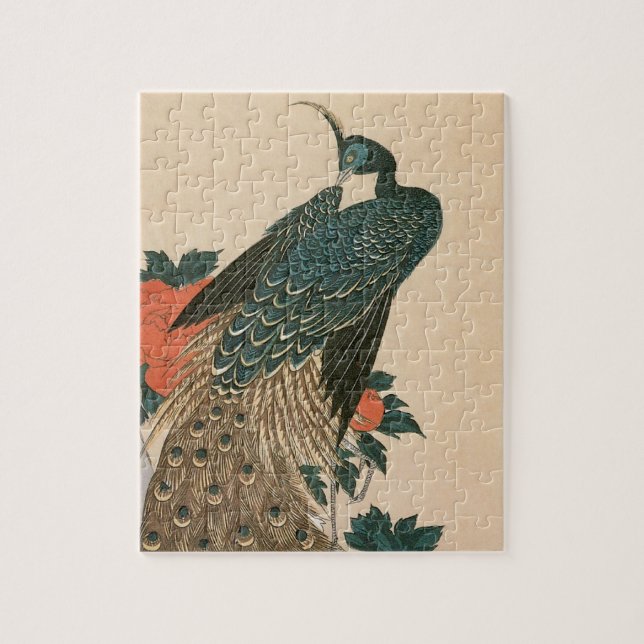 Pfau und Pfaue von Hiroshige, japanische Kunst (Vertikal)
