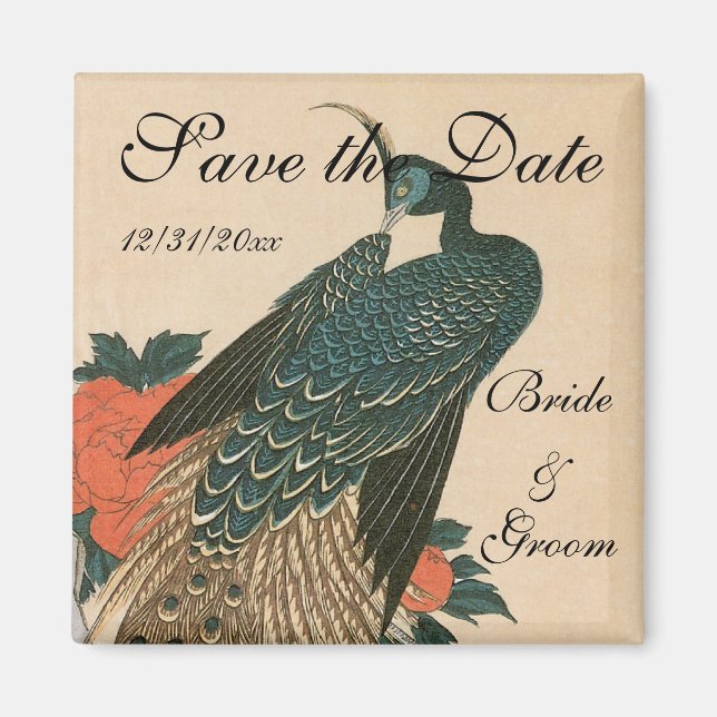 Pfau und Pfaue von Hiroshige Wedding Magnet (Vorne)