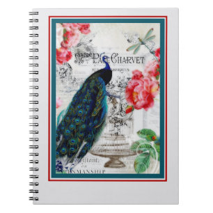 Pfau und Rosen Notizblock