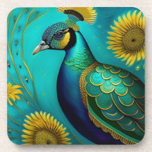 Pfau- und Sonnenblumenharz-Untersetzer