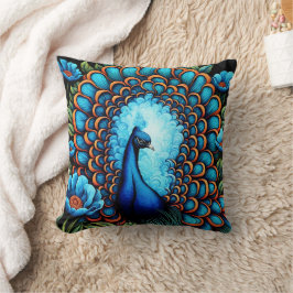 Pfau unter Blumen Kissen