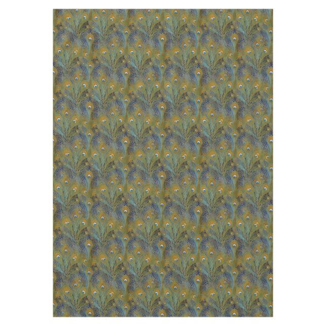 Pfau versieht Geschirr mit Federn Tischdecke (Vorderseite)