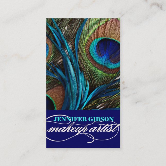 Pfau versieht | Make-upkünstler-Visitenkarten mit Visitenkarte (Vorderseite)