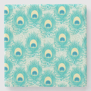 Pfau versieht Muster mit Federn Steinuntersetzer