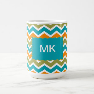 Pfau-vibrierender Stammes- Zickzack Kaffeetasse