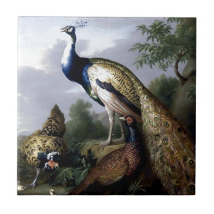 Pfau-Vogel-Familien-Malerei Fliese