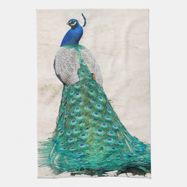 Pfau-Vogel-Feder aquamarines Turqu Küchentuch (Vertikal)