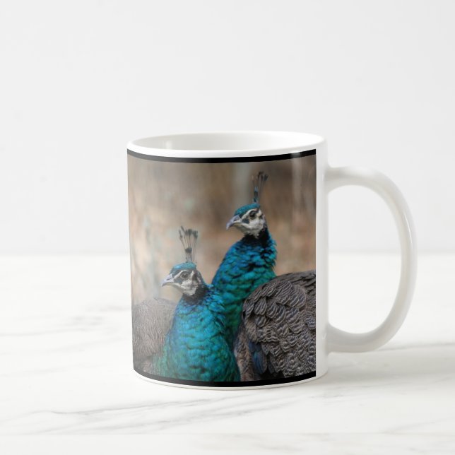 Pfau-Vogel-Feder-Tier-Tiere Kaffeetasse (Rechts)