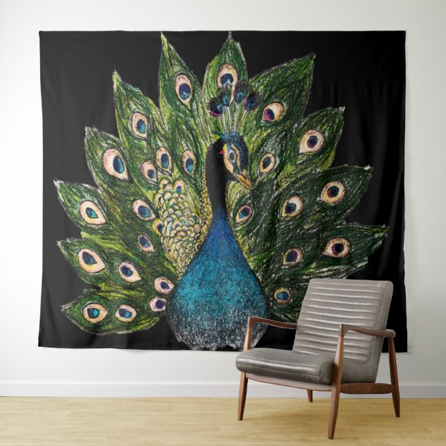 Pfau  wandteppich (Beispiel (Horizontal))