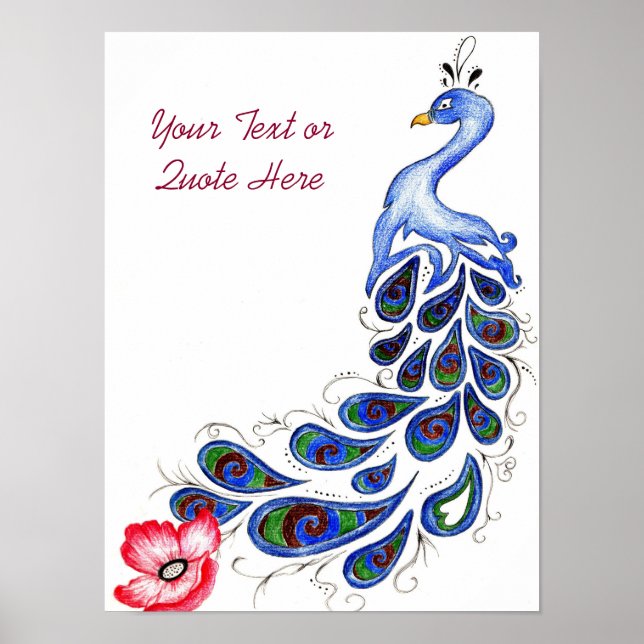 Pfau Zeichnend Poster (Vorne)