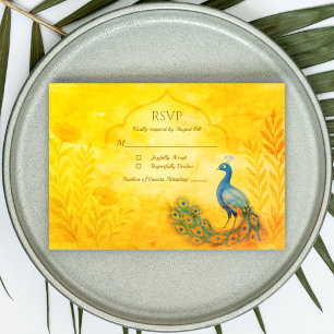 Pfauen-Blumen-Indische Hochzeit-RSVP-Karte RSVP Karte