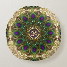 Pfauen-Boheme-Mandala-OM-Yoga-Rundkissen