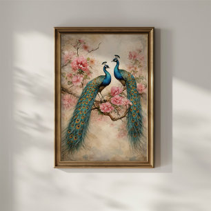 Pfauen in Blütenpracht Poster