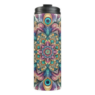 Pfauen-Mandala-Thermal-Tumbler Thermosbecher