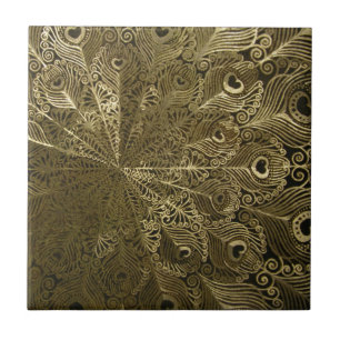 Pfauen-Metalltablett Fliese