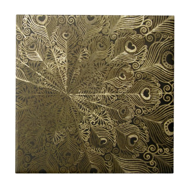 Pfauen-Metalltablett Fliese (Vorderseite)