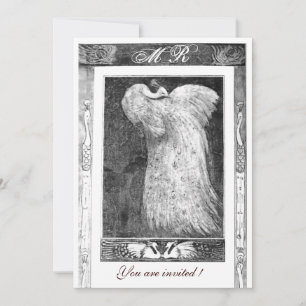 PFauen-Monogramm FÜR DIE HOCHZEITSLIEBE ,schwarz u Einladung