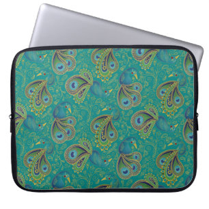 Pfauen-Paisley-Muster Türkis Laptopschutzhülle