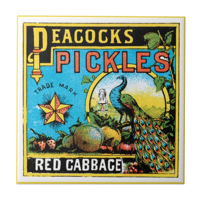 Pfauen Pickles Fliese (Vorderseite)