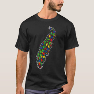Pfauen-Tiere-Puzzleteile Autismus-Bewusstsein T-Shirt