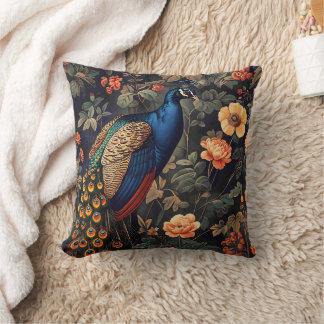 Pfauen-Vogel Vintage-Muster Wald Kissen