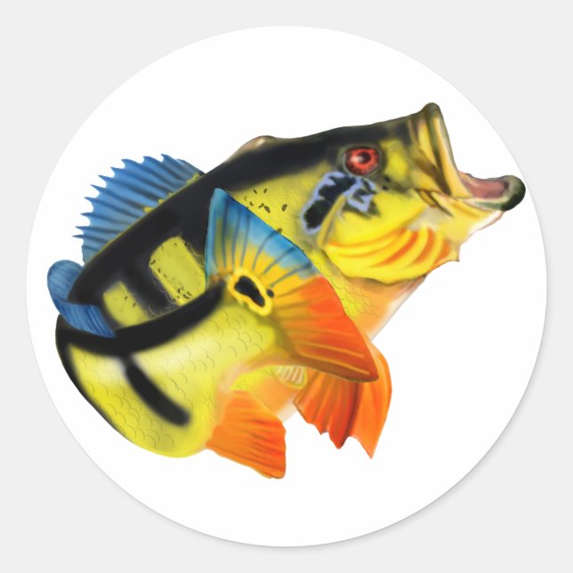 Pfauenbass 3 runder aufkleber (Vorderseite)