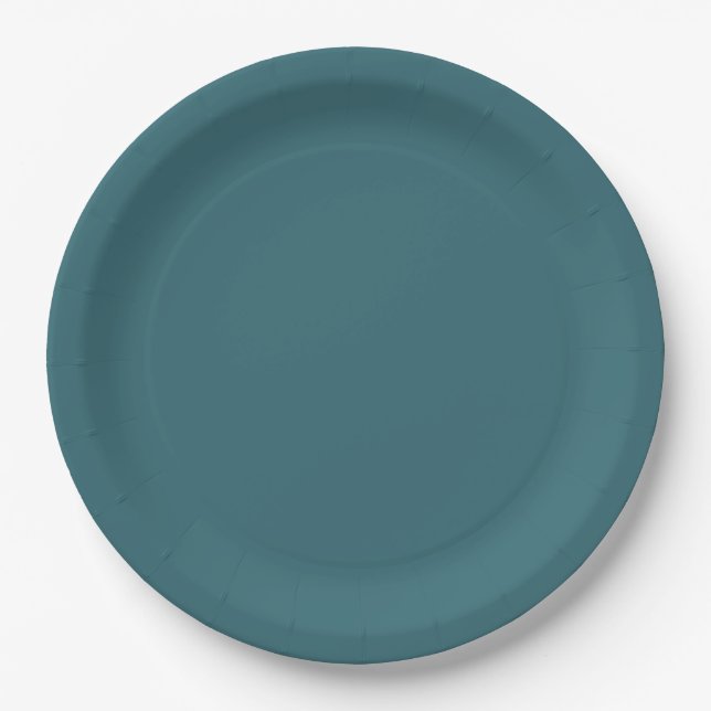 Pfauenblau (dunkel Aquamarin, tiefes Wasser, grün- Pappteller (Vorderseite)