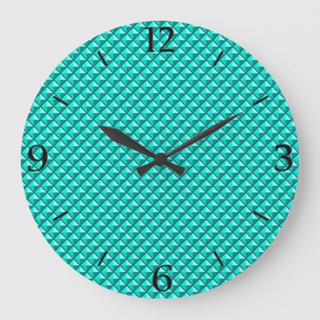 Pfauenblau, Emaille-Aussehen, gestopftes Gitter Große Wanduhr (Vorderseite)