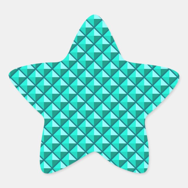 Pfauenblau, Emaille-Aussehen, gestopftes Gitter Stern-Aufkleber (Vorderseite)