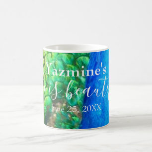 Pfauenblau Grüne Feder Textur Sommer Stimmung Kaffeetasse