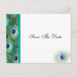 Pfauenblau Save the Date Ankündigungspostkarte