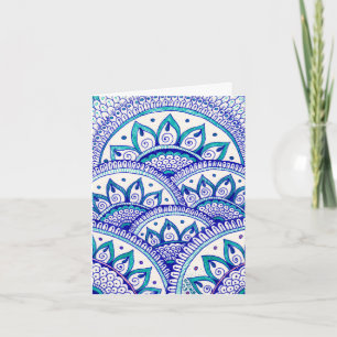 Pfauenblauer Damast-Indischer Mandala-Dankeschön Dankeskarte