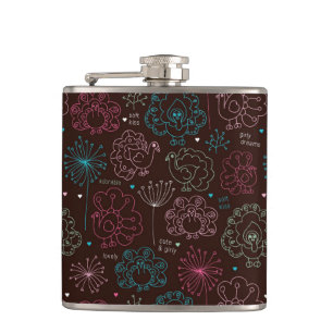 Pfauenblume Indien Tapete vintage Flachmann