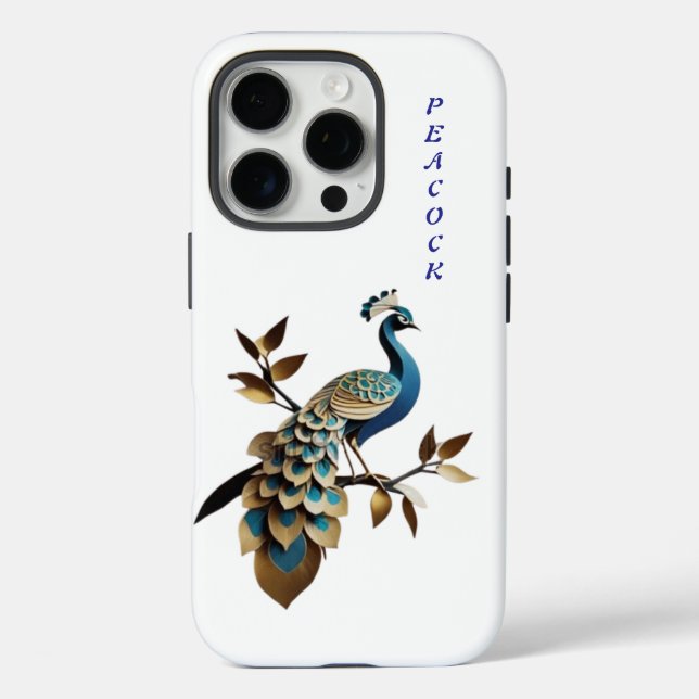 Pfauendeckungsdesign iPhone 16 Pro Hülle (Rückseite)
