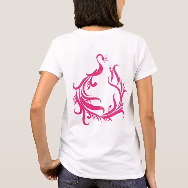 Pfauendesign Weißer T - Shirt für Frauen (Rückseite)