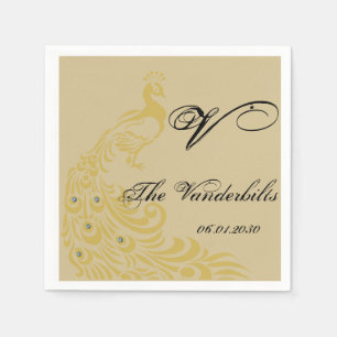 Pfaueneleganz mit einem Art-Deco-Flair Monogramm Serviette