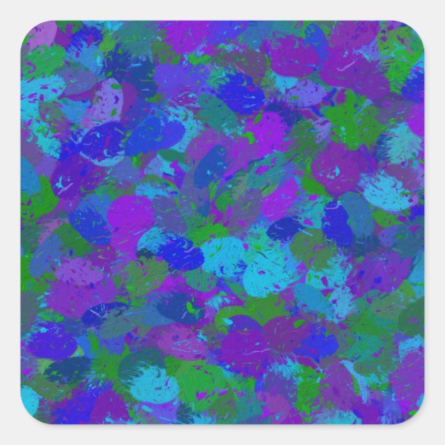 Pfauenfarbe Quadratischer Aufkleber (Vorderseite)