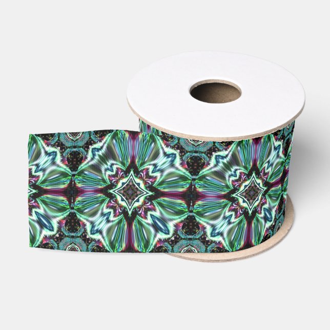 Pfauenfarben abstraktes spektakuläres Design Ripsband (Spule)