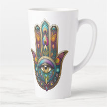 Pfauenfarben Hamsa mit goldenem dritten Auge