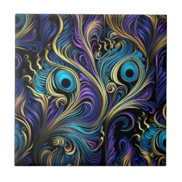 Pfauenfarbenes Muster Fliese