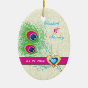 Pfauenfeather Juwelenhochzeit Sicherer Termin Keramik Ornament
