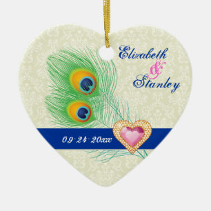 Pfauenfeather Juwelenhochzeit Sicherer Termin Keramik Ornament
