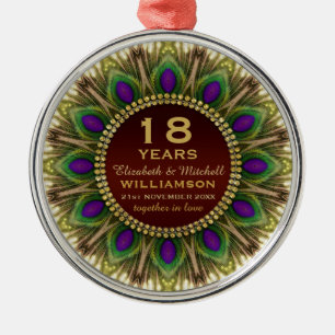 Pfauenfeather Mandala Memento zum 18. Jubiläum Ornament Aus Metall