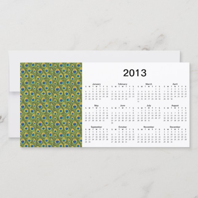 Pfauenfeathers 2013 Kalender Fotokarte (Vorderseite)