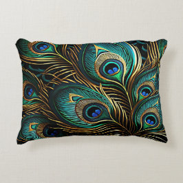 PfauenFeathers - Art Deco Dekokissen