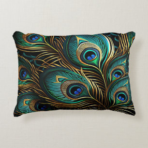 PfauenFeathers - Art Deco Dekokissen