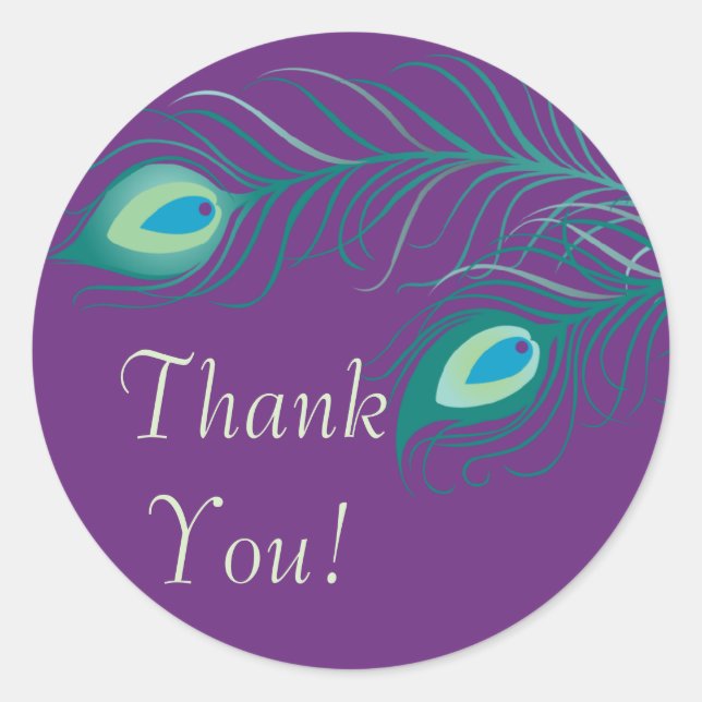 PfauenFeathers-Brautparty-Sticker Runder Aufkleber (Vorderseite)